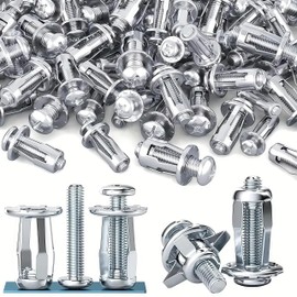 Pack of 100 Cavity Dowels Metal M6, Rigypsum Dowels, Hollow Wall Dowels, Metal Dowels, Expansion Nuts, Expansion Dowels for Hollow Door Fixings and Mounting Dowels for Sheet Metal