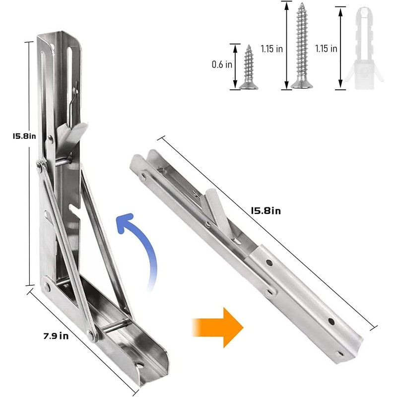 Folding Shelf Brackets 16 inch 4 Pcs - Heavy Duty
