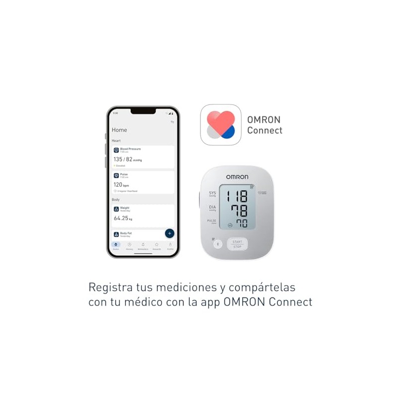 OMRON Baumanómetro automático de brazo 7144T con bluetooth, guía de
