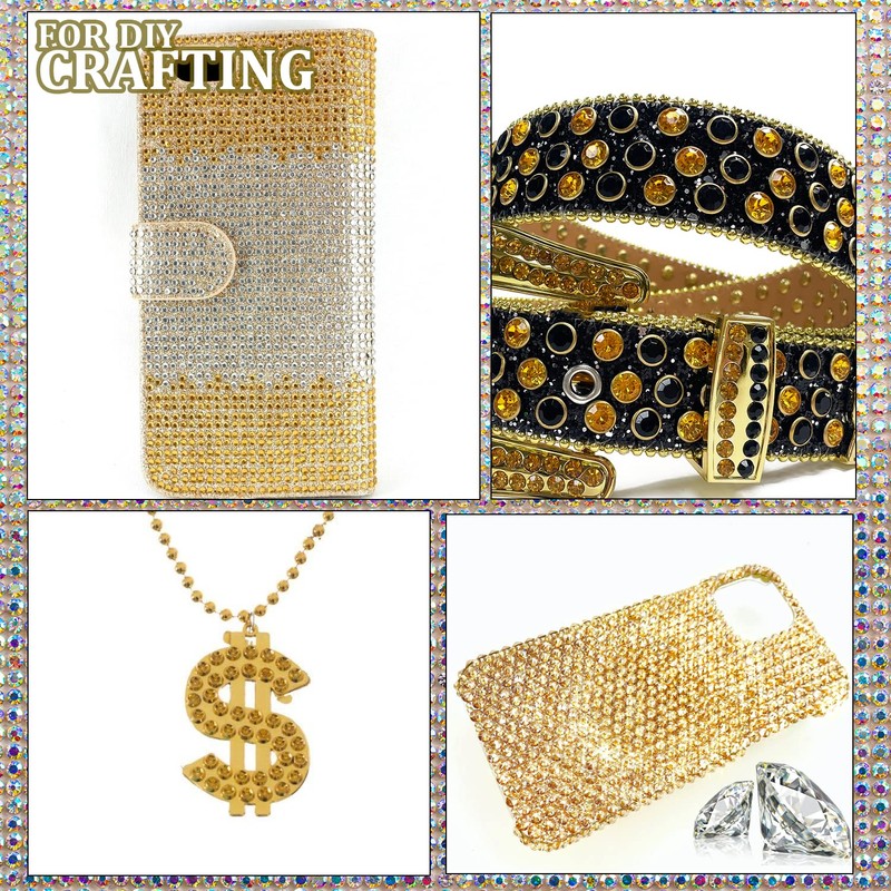 One Pack 2000 Pcs of Flatback Round Golden Yellow Rhinestones