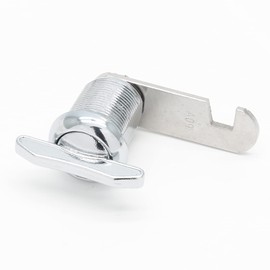 Qjaiune Thumb Operated Offset Cam Lock 3/4 Inch Cylinder & Hook Cam, Camper Lock Keyless RV Compartment Latch, RV Twist Lock Mailbox Locks for Files Cabinet Drawer Door Tool Box, Chrome Finish
