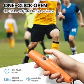 WANJOTEC Electronic Whistle 2 Packs, Battery Operated Whistle Adjustable 3 Different Loud Whistle Sounds with Lanyard Handheld Whistles for Referees Coaches Teacher Volleyball Soccer Training/Camping