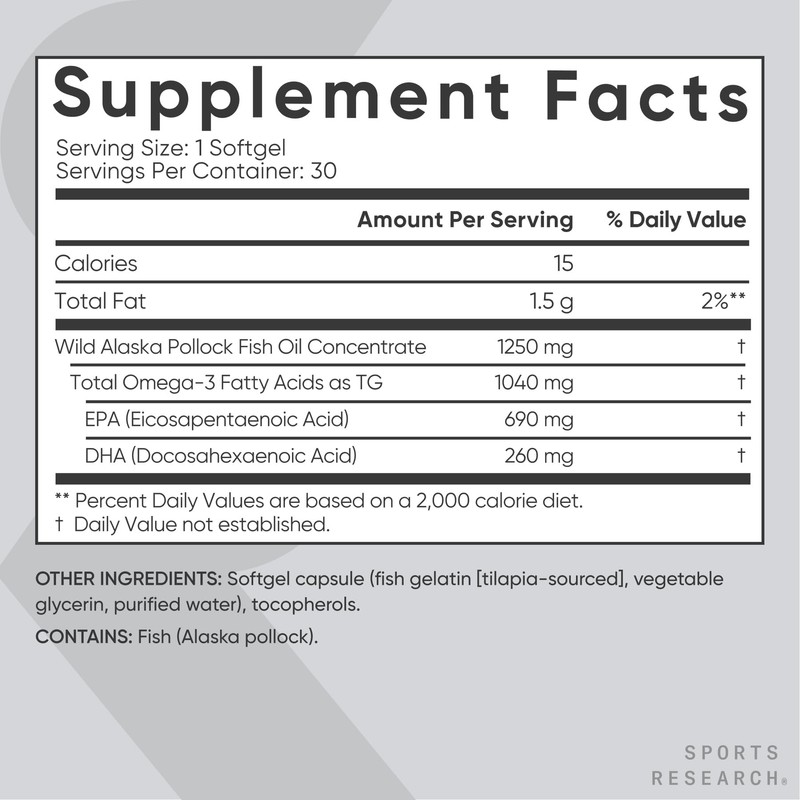 Sports Research Triple Strength Omega 3 Fish Oil Supplement -