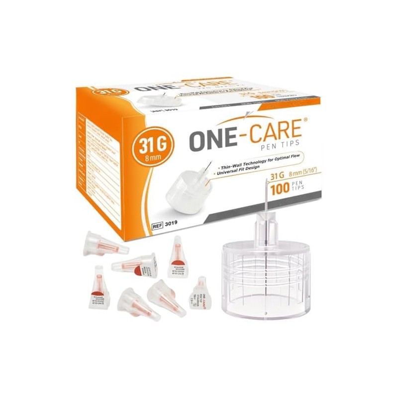 ONE-CARE Agujas Para Bolígrafos, 31 G X 8 Mm, Caja