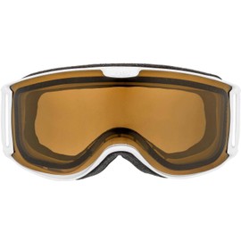 uvex Skyper P - Ski Goggles for Men and Women - Polarised - Enlarged, Anti-Fog Field of View - White Matt/Brown-Clear - One Size