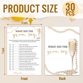 HQLOW Bridal Games for Showers, Bridal Shower Games 30 Guests - What Did The Groom Say Game, Bridal Shower for Engagement Wedding Party, Wedding Shower Games(Gold Champagne) -015