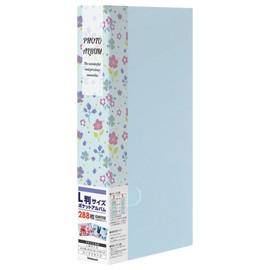 ナカバヤシ ポケットアルバム フォトホルダー L判 288枚 花柄 ブルー PHE2288A-B