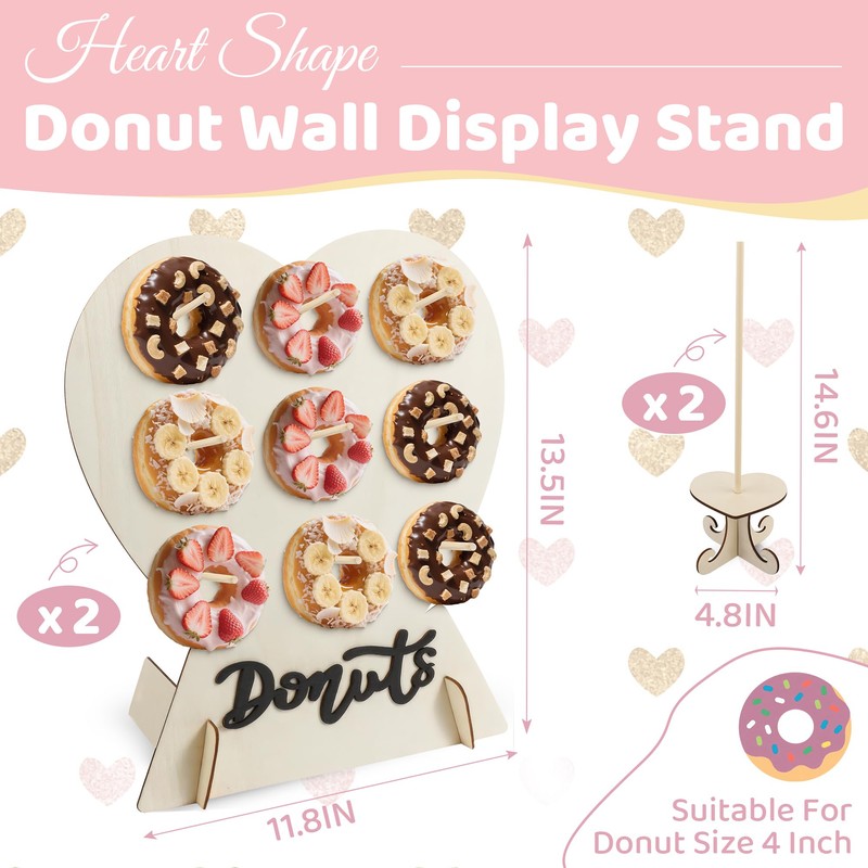 4 Pack Donut Wall Display Stand - 9 Doughnut Heart