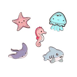 5 pack cute enamel pin set for backpacks, lapel brooches for ladies' hats and accessories