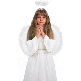 SULOLI Girls Angel Costume for Christmas Nativity Panto Fancy Dress Kids Childs(13-15)
