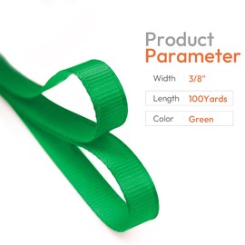 Isaspire 3/8" Width x 100 Yards Grosgrain Ribbon, Green Ribbed Ribbon for Gift Wrapping, Hair, Bows, Craft, DIY, Swags, Wedding, Valentine's Day, Christmas and Party Decoration