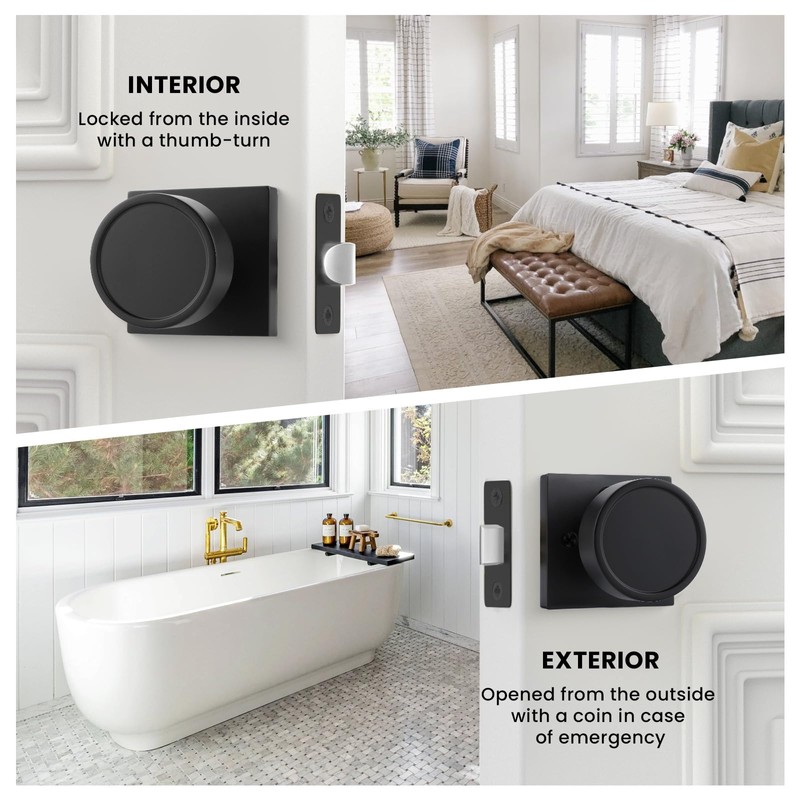 Haidms Black Interior Door Knobs, Zinc-Alloy Heavy Duty Round Matte