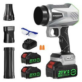 Nunemosk Leaf Blower Cordless, Mini Handheld Leaf Blower with 2 X 4.0Ah Batteries & 1 Hour Fast Charger, 600,000 RPM, Lightweight Leaf Blowers for Patio Cleaning, Lawn Care, Blowing Fallen Leaves and Dust