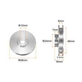 QUARKZMAN V-type pulley 12 mm bore 58 mm outer diameter single groove aluminium alloy for 3-5 mm PU round belt motor shaft drill