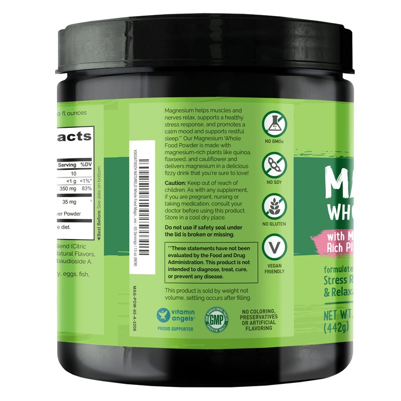 NATURELO Magnesium Powder - Whole Food Calm Magnesium Powder with