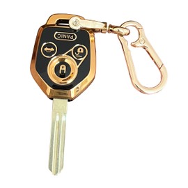 QIXIUBIA for Subaru Key Fob Cover Smart Key Shell with Gold Keychain Fit for Subaru Impreza Legacy Outback (Black)