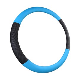 JNNJ Car Steering Wheel Cover, Non-Slip Leather Steering Wheel Cover, Breathable Non-Slip Steering Wheel Cover for Car, Truck, SUV, Microfibre Leather Steering Wheel Cover (Blue)
