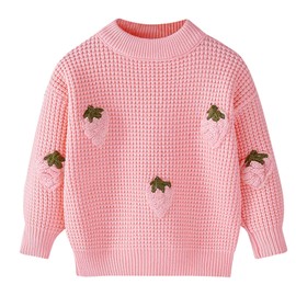 Mumetaz Toddler Baby Girl Sweaters Long Sleeve Crewneck Warm Pullover Knit Sweater Fall Winter Baby Girl Clothes Pink