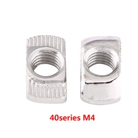 50pcs T-Slot Hammer Head Nut M4, M5, M6, M8 Zinc Plated Silver Carbon Steel Fastener Aluminum Figure Extrusion Slot (EU40-M4×19.5×8)