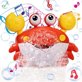 Juguetes para el Baño,Cangrejo Burbujeador para la Bañera,Hace Burbujas y Reproduce 12 Canciones Infantiles con Ventosa Fuerte,Regalo para Niños Niñas