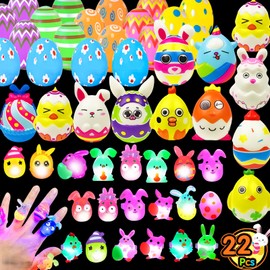 YOMESTE 36 Pack Led Light Up Toys,Easter Eggs Filled with Glow in the Dark Toys Inside,Easter Basket Stuffers Led Toys,Glowing Party Fovers for Easter Egg Hunt (36)