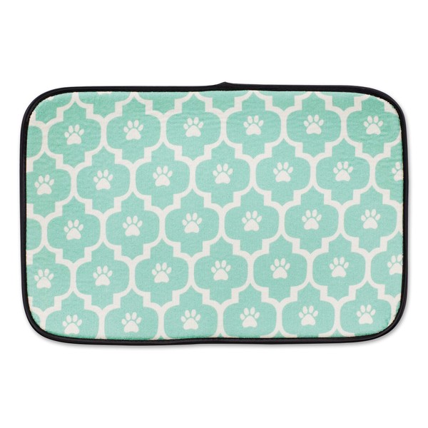 Bone Dry Machine Washable, Ultra Absorbent Pet Mat, 12x18, Aqua/Off-White