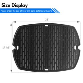 Grillflame 6506 Griddle Replacement Parts for Weber Q 300 Q3200 Q320 Q 3200 Q 320 Q3000 Q300 Q3100 Reversible Full Size Q Griddle Plate Larger Q3 Series Cast Iron Flat Top Insert 57060001 57067001