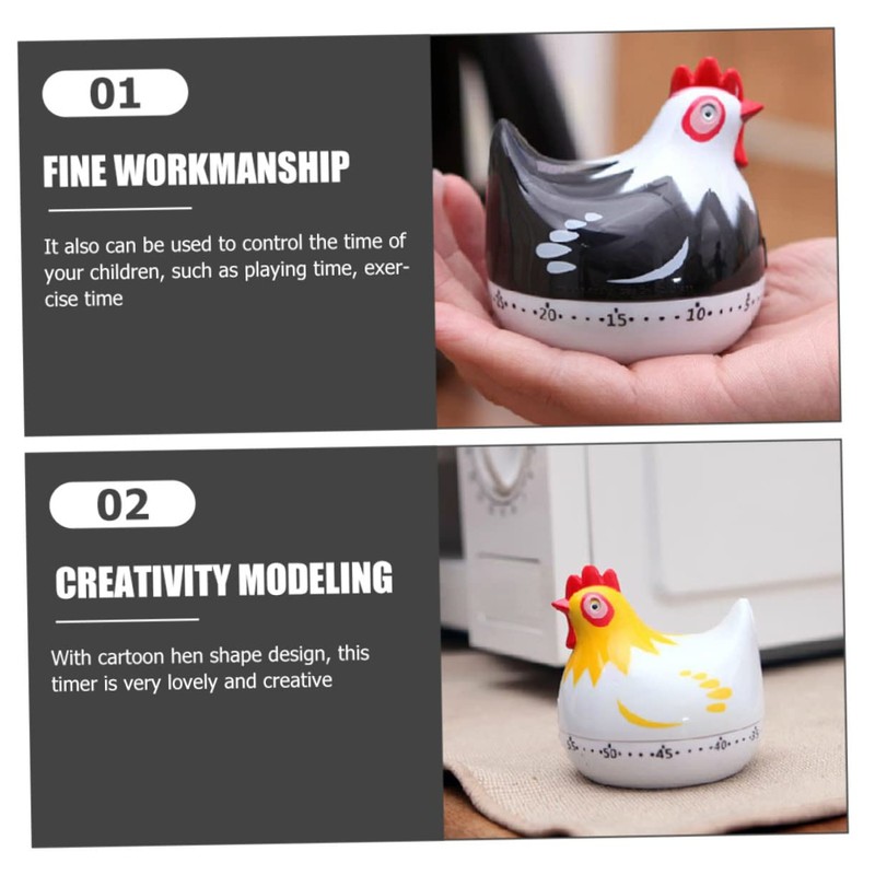 iplusmile 2pcs Cartoon Hen Timer for Cooking and Baking Mechanical
