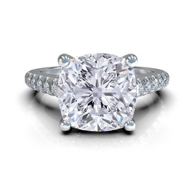 Central Diamond Center VOUS Cushion Cut Solitaire Engagement Ring, Sterling Silver w/Pure Brilliance Zirconia-Size 7.5