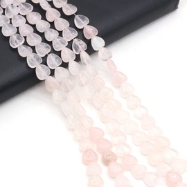 abalorio de piedra natural pulidas en forma de corazón mezclado de cuarzo rosa para hacer joyas, collares, pulseras, 2 hebras