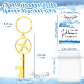 Landical 36 Sets Flight Attendant Gifts Airplane Bottle Opener Keychains with Inspirational Cards Travel Adventure Party Favor