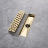 DEOKXZ Linear Shower Drain 12 Inch Brushed Gold,Rectangular Shower Drain