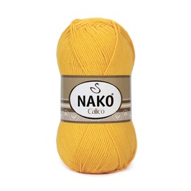 Nako Calico, Baumwoll-Strickgarn, (4 Knäuel) je Knäuel (100 g), Sie können es zum Stricken von Schals, Kleidern, Strickjacken, Pullovern, Amigurumi, Bikini, Tischsets, Schals (gelb 4285)