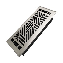 Howeall 4x10 Inches Heavy Duty Walkable Floor Register Easy Adjust Air Supply Lever Floor Vents - Brooklyn Design - Vent Cover for Home Floor - Satin Nickel