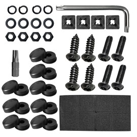 Anti Theft License Plate Screw Kit, Tamper Proof License Screws Car License Plate Bolts, Car Tag Plate Mounting Hardware M6 (1/4") for Front Rear Frame Holder Mounting