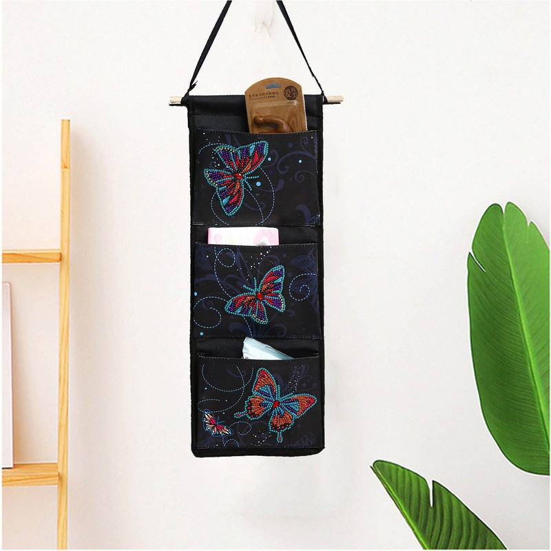 Wall Hanging Storage Bag DIY Diamond Printed Butterflies Storage Bag