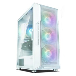 Zalman i3 NEO ATX Mid Tower Gaming PC Case - 4 x 120mm Fixed RGB Fans Preinstalled, Mesh Front Panel for High Airflow, Tempered Glass Side Panel, Support 360mm Radiator, White