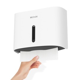 BEZADI Wall Mount Paper Towel Dispenser Commercial Paper Towel Holder Tissue Napkin Dispensers for Bathroom Kitchen C Fold 6015 White