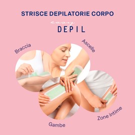 Easy Depil KIT DI 40 STRISCE DEPILATORIE CORPO (Gambe, Parti Intime, Braccia, Ascelle). Rapide, efficaci, facili da usare. Azione profonda, Pelle liscia a lungo. Con proteine vegetali addolcenti.