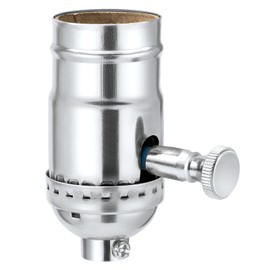 DiCUNO UL Listed Full Range Dimmer Lamp Socket Replacement, Vintage E26 Light Bulb Socket, Rotating Dimmer Switch Knob for Table, Floor Lamp, DIY Project, Silver, 150 Watt, 1-Pack