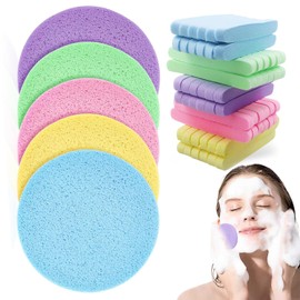 60 Piezas Esponja Facial Comprimida Redondas, Sponjas Exfoliantes Faciales, Esponja de Limpieza Facial, Esponja de Eliminación Maquillaje para Limpieza Facial, 5 Colores