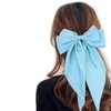 Fermaglio per capelli con fiocco in raso setoso blu chiaro