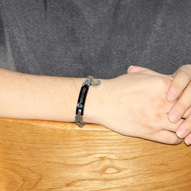 Tobestu God Has You in His Arms Bracelet - Stainless Steel Cuban Link - Mustard Seed Faith Charm YA4354