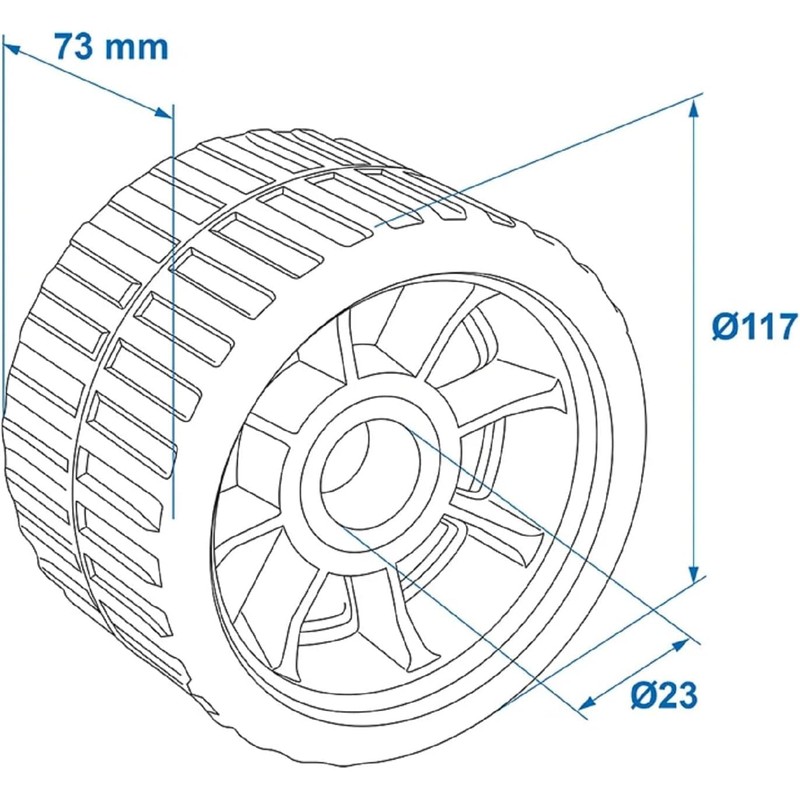 HGW Boat Reel PE Side Roller Blue for Boat Trailer