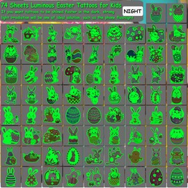 CHARLENT Glow in The Dark Easter Temporary Tattoos for Kids