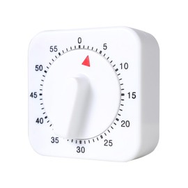 Kitchen Timer, 1 Hour/60 Minutes Count Down Alarm Reminder Square Kitchen Timer, Wind Up Mechanical Timer, Adjustable Egg Timers for Teachers Kids Cooking Timing, Baking Boiling, Exercise, Home,White