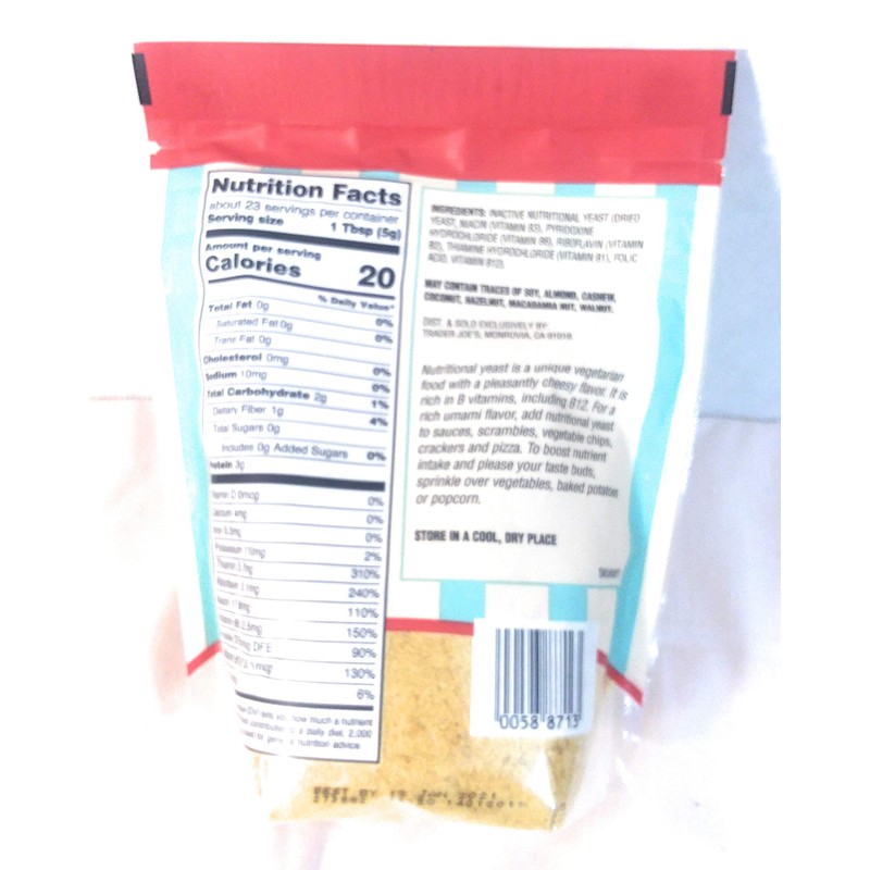 Vegan Nutritional Yeast Trader Joes Gluten Free 4 oz Pack
