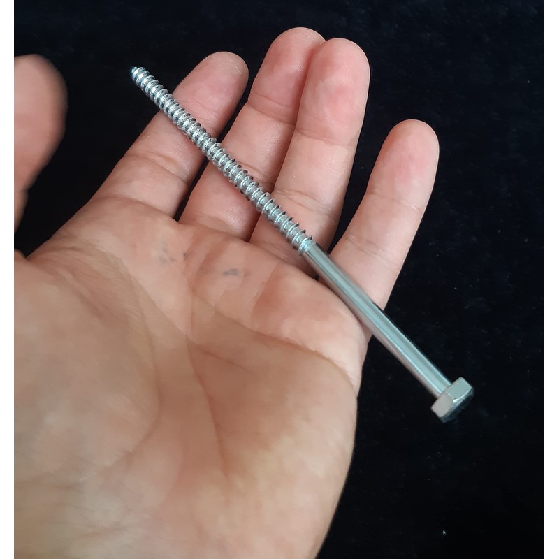 M6 Coach Screws Hex Head Width 10mm Zinc Plated Steel