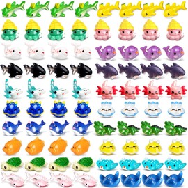 BBTO 72 Pcs Resin Ocean Animal Figurines Ornaments Miniature Ocean Animals Mini Resin Figures Aquarium Ornaments Charms for Fish Tank Decorations Birthday Party Favor Garden Accessories Gift