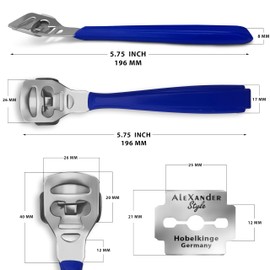 DEXSUR Precision Callus Shaver Razors with 10 Blades - Precision Tools Featuring Replaceable Blades for Long-lasting Use and an Ergonomic Design for Comfortable Grip and Control (Blue)